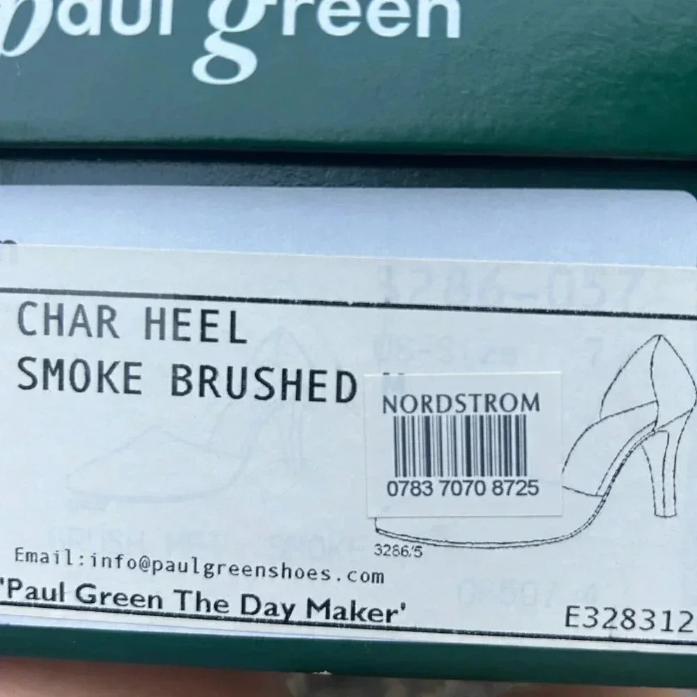 Paul Green The Day Maker Smoked Brush Char Heel D'orsay Pumps US 7
